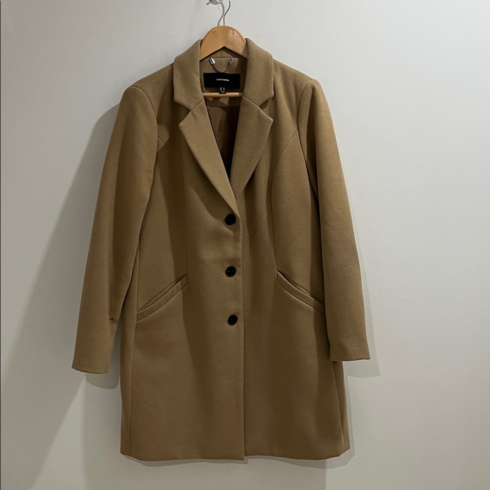 Vero Moda Women’s Coat XL Pea Coat Camel Tan Jacket Spring Fall Neutral *As Is